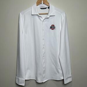 Ohio State Cutter And Buck Mens M Button Embroidered Long Sleeve‎ Shirt Heavy